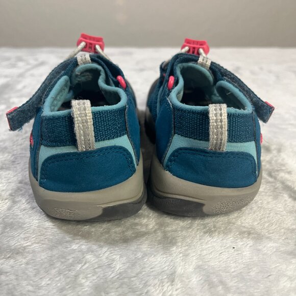Keen Newport H2 Kids 11 Hiking Rugged Sandals Youth Blue Pink Waterproof - Picture 5 of 9